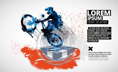 Man riding motobike, extreme sport racing. Vector illustration ready for internet banners, social media banners