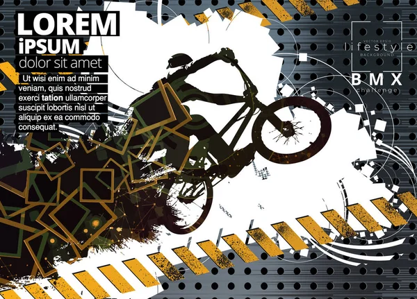 Bmx Rider Abstrakcyjnym Tle Wektor Sportu — Wektor stockowy