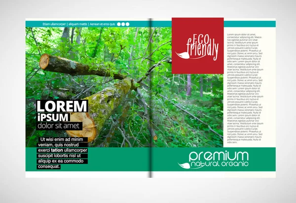 Eco Brochure Layout Nature Landscape Background Vctor Illustration Ready Use — Διανυσματικό Αρχείο