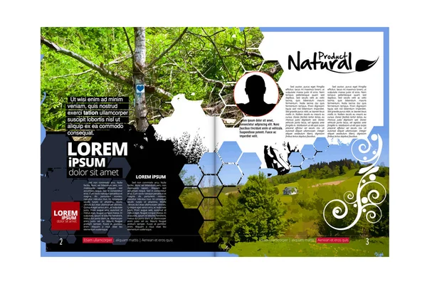 Eco Brochure Layout Nature Landscape Background Vctor Illustration Ready Use — Stock Vector