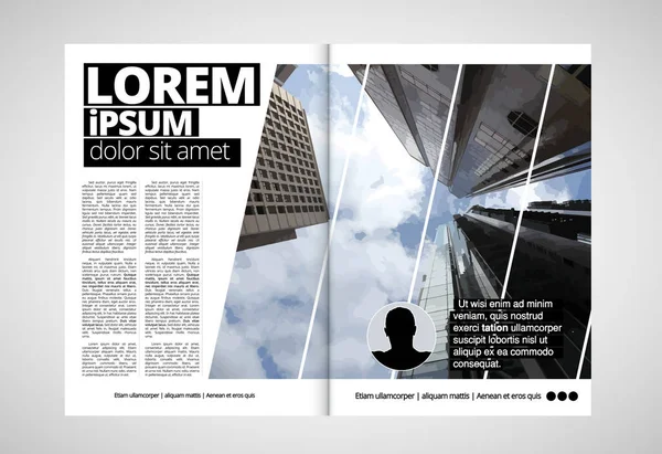 Business Magazine Brochure Layout Urban Landscape Vector Illustration — Stock vektor