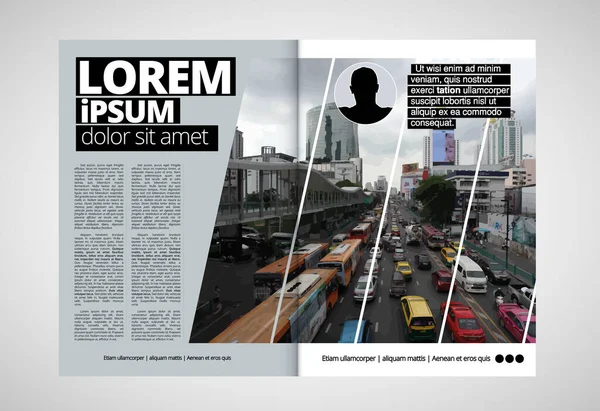 Business Magazine Brochure Layout Urban Landscape Vector Illustration — Stock vektor