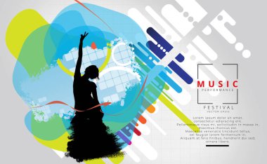 Gece hayatı ve müzik festivali konsepti. Vektör illüstrasyonu afiş veya poster için hazır