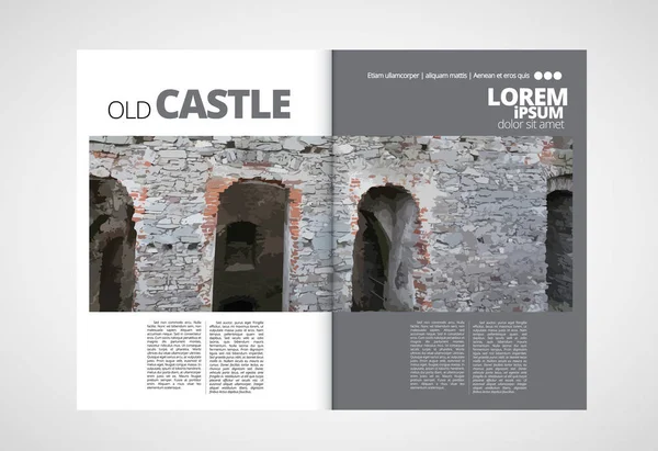 Schema Della Brochure Con Vecchio Sfondo Del Castello Illustrazione Vctor — Vettoriale Stock