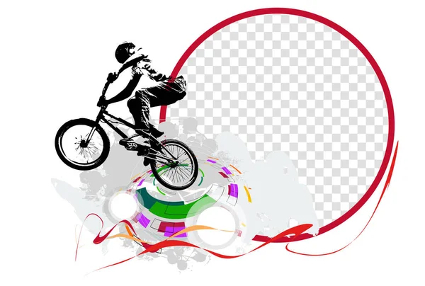 Active Young Woman Doing Tricks Bicycle Extreme Sport Concept Sport — Vector de stock