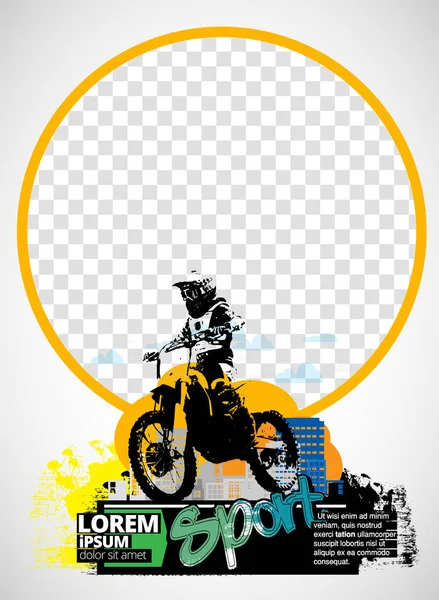 Man riding motobike, extreme sport racing, vector illustration