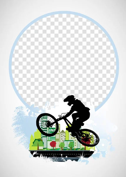 Man Riding Motobike Extreme Sport Racing Vector Illustration — Stock Vector