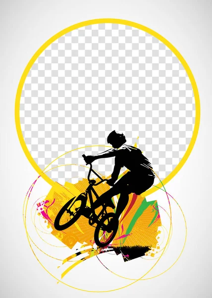 Active Young Woman Doing Tricks Bicycle Extreme Sport Concept Sport — Stockvector