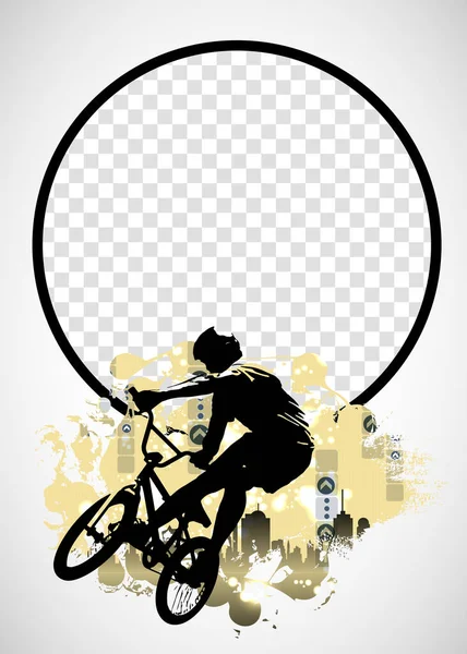 Active Young Woman Doing Tricks Bicycle Extreme Sport Concept Sport — Stock Vector