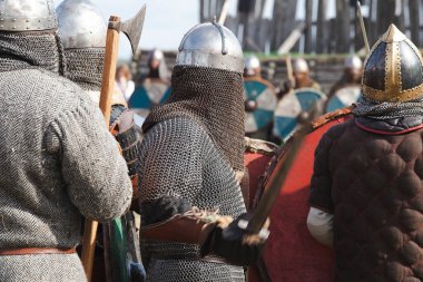 GNIEZNO, POLAND - JULY 28, 2018: Annual performance in Gniezno of the first capital of Poland. Knight's duels are the main attraction of the Slavic Culture Festival.
