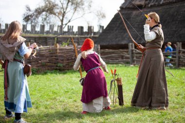GNIEZNO, POLAND - JULY 28, 2018: Annual performance in Gniezno of the first capital of Poland. Knight's duels are the main attraction of the Slavic Culture Festival.