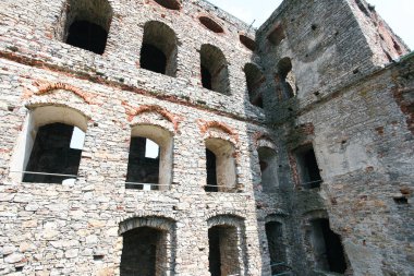 Eski bir kalenin kalıntıları. Taş duvar dokusu arka plan. Yüksek kalite fotoğraf