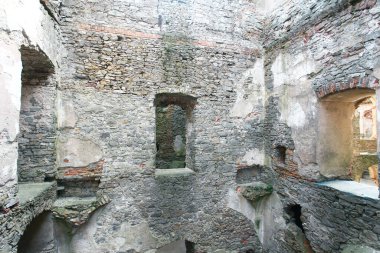 Eski bir kalenin kalıntıları. Taş duvar dokusu arka plan. Yüksek kalite fotoğraf