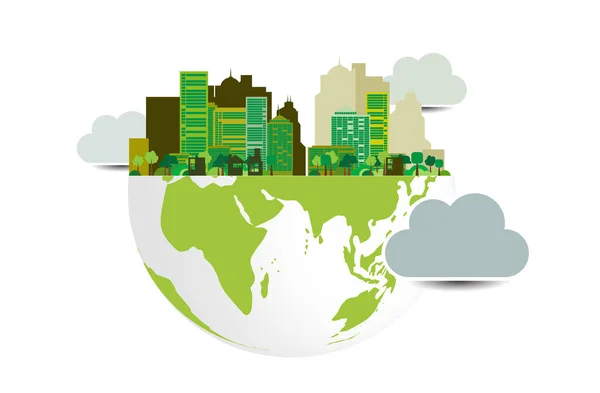 Vector Illustration Urban Ities Help World Eco Friendly Concept Ideas — Archivo Imágenes Vectoriales