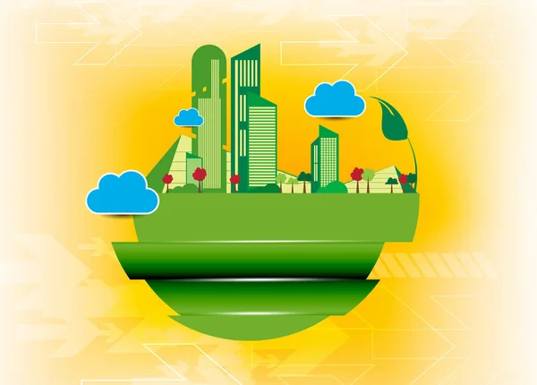 Groene Steden Helpen Wereld Met Milieuvriendelijke Conceptideeën Vectorillustratie — Stockvector