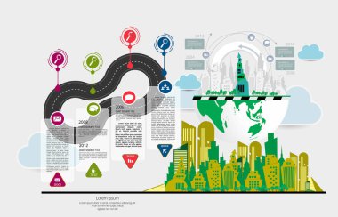 Vector illustration infographic with urban landscape