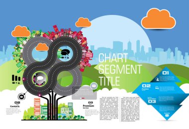 Vector illustration of infographic urban landscape. Smart city with futuristic elements