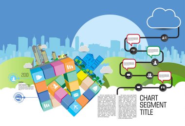 Vector illustration of infographic urban landscape. Smart city with futuristic elements