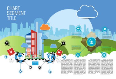 Vector illustration of infographic urban landscape. Smart city with futuristic elements