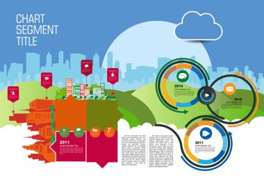 Vector illustration of infographic urban landscape. Smart city with futuristic elements
