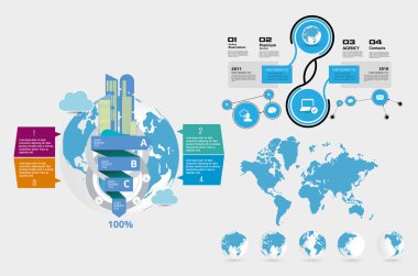 Vector illustration of infographic urban landscape. Smart city with futuristic elements