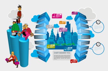 Vector illustration of infographic urban landscape. Smart city with futuristic elements