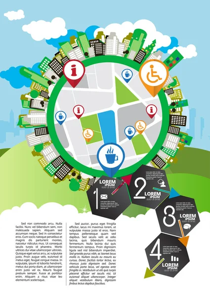 Vektorové Ilustrace Infographic Městskou Krajinou — Stockový vektor