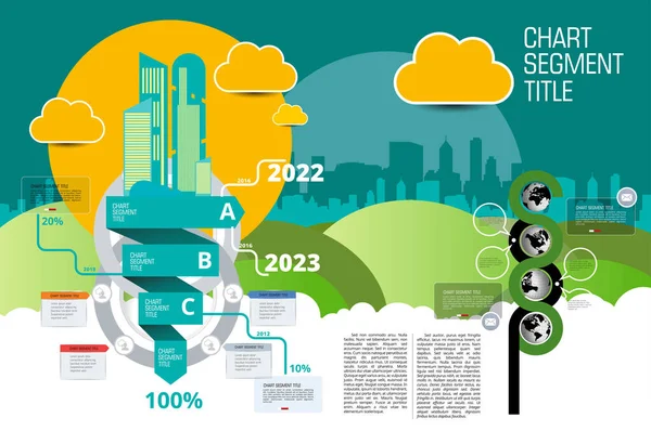 Vector Illustration Infographic Urban Landscape Smart City Futuristic Elements — Stockový vektor