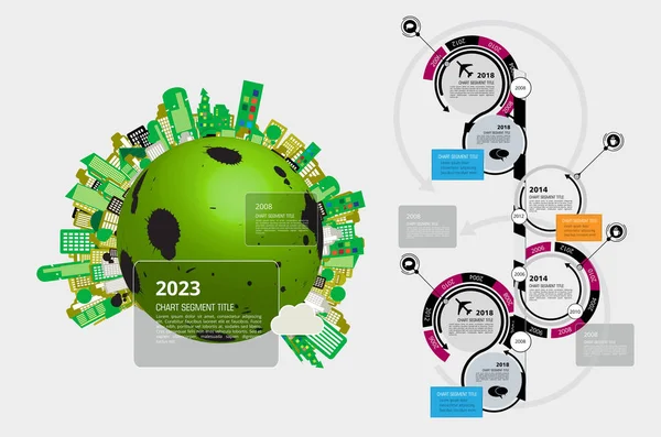 Wektorowa Ilustracja Infograficznego Krajobrazu Miejskiego Inteligentne Miasto Futurystycznymi Elementami — Wektor stockowy