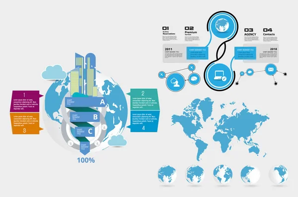 Infografikus Városi Táj Vektorillusztrációja Okos Város Futurisztikus Elemekkel — Stock Vector