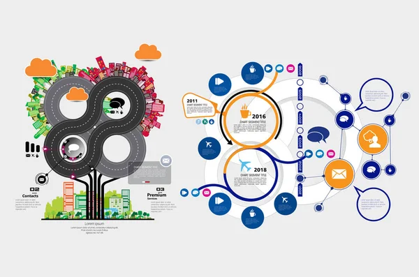 Vector Illustration Infographic Urban Landscape Smart City Futuristic Elements — Stockový vektor