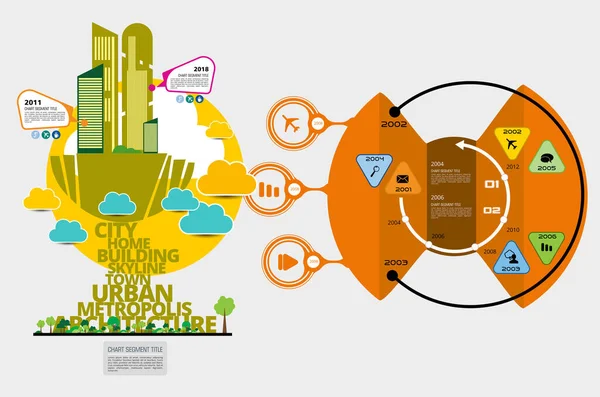 Vector Illustration Infographic Urban Landscape Smart City Futuristic Elements — Stockvector