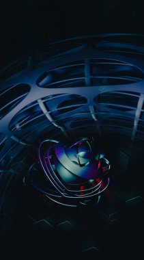 3D illüstrasyon fütüristik teknoloji tarzı. Pankart veya poster için teknoloji arkaplanı.