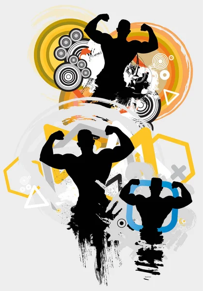 Active Young Strong Muscular Man Abstract Background Vector — Stock Vector