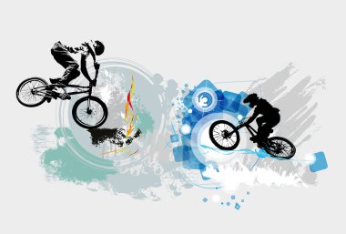 BMX sürücüsü, aktif genç bisiklet üzerinde numaralar yapıyor.