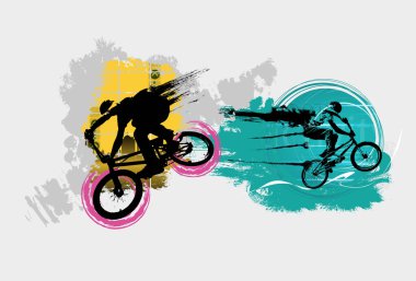 BMX sürücüsü, aktif genç bisiklet üzerinde numaralar yapıyor.