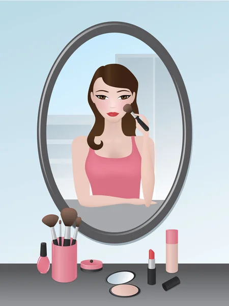 Mädchen beim Make-up — Stockvektor