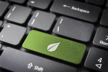 Green leaf keyboard key, environment background clipart