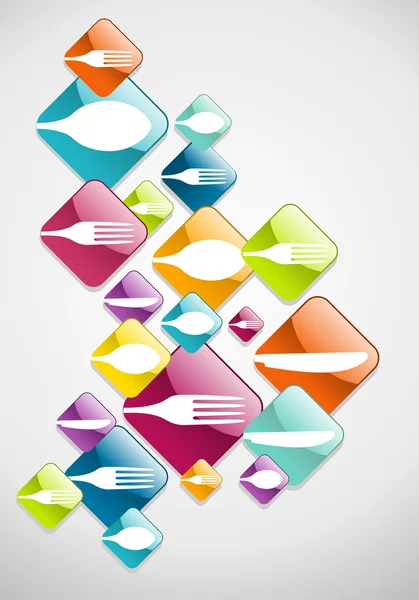 Arrow shaped food glossy icons background — Stock Vector