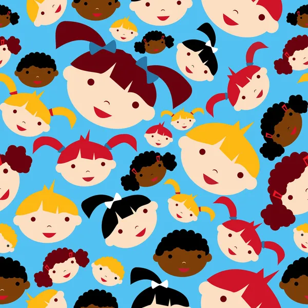 多样性的儿童面孔格局 — 图库矢量图片