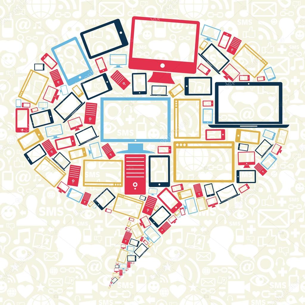 Social networks gadgets icons speech bubble
