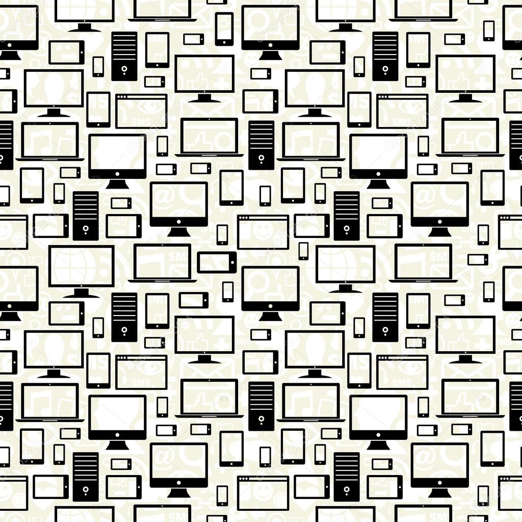Mobile, computer and tablet icons seamless pattern
