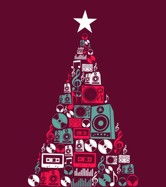 Christmas music objects tree — Stock Vector