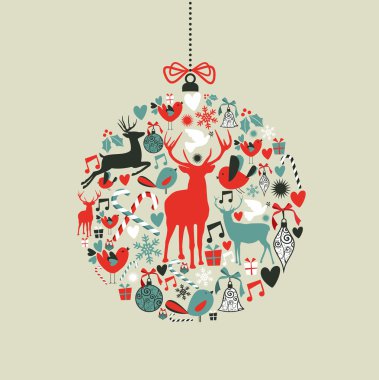 Christmas icons in bauble shape clipart