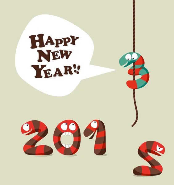 Funny snake Happy new year 2013 greeting card — Stock Vector