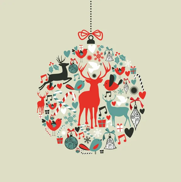 Christmas icons in bauble shape — Stock Vector