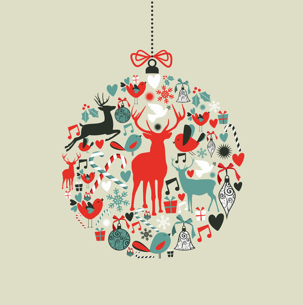 Christmas icons in bauble shape
