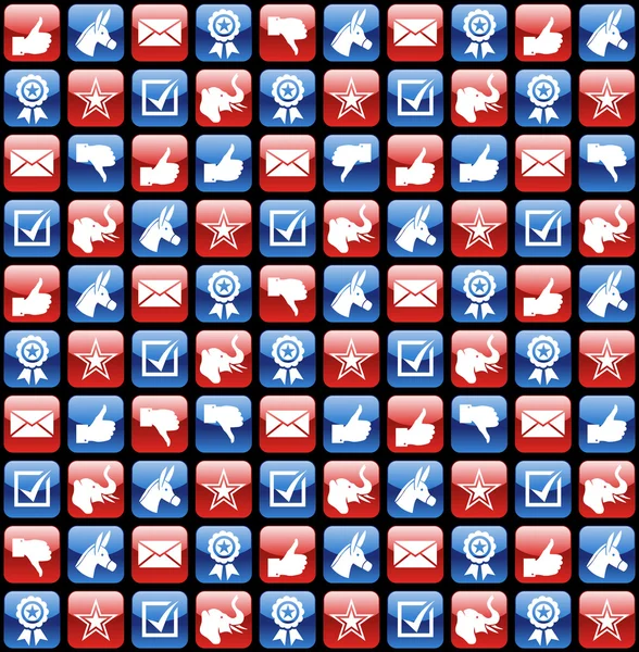 USA elections glossy internet icons pattern — Stock Vector