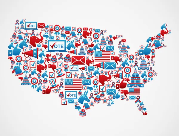 USA elections icons map — Stock Vector