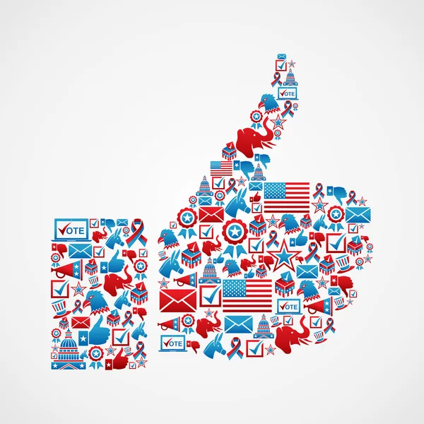 USA elections icons thumb up hand — Stock Vector